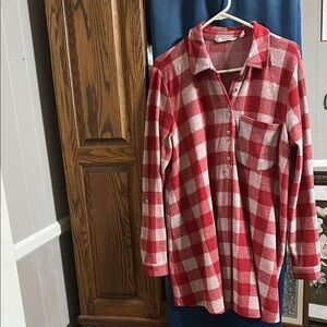 Soft Surroundings Red and White Plaid Mini Dress